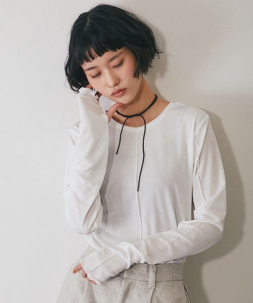 ANOTHER S(アナザーエス)の「前後2wayシアープルオーバー(Tシャツ/カットソー・レディース・オフホワイト/グレー/ブラック/ブラウン・FREE)」の18枚目の写真