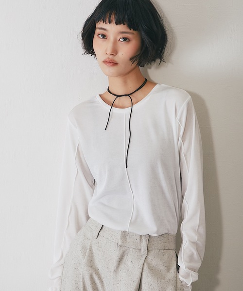 ANOTHER S(アナザーエス)の「前後2wayシアープルオーバー(Tシャツ/カットソー・レディース・オフホワイト/グレー/ブラック/ブラウン・FREE)」の19枚目の写真