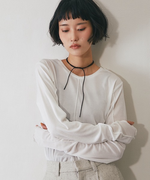 ANOTHER S(アナザーエス)の「前後2wayシアープルオーバー(Tシャツ/カットソー・レディース・オフホワイト/グレー/ブラック/ブラウン・FREE)」の21枚目の写真