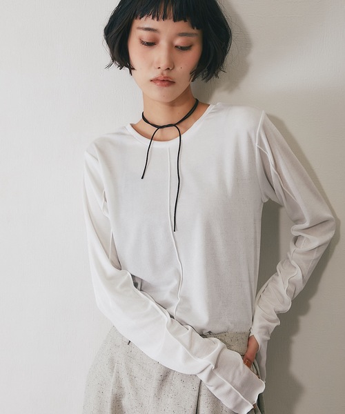 ANOTHER S(アナザーエス)の「前後2wayシアープルオーバー(Tシャツ/カットソー・レディース・オフホワイト/グレー/ブラック/ブラウン・FREE)」の22枚目の写真