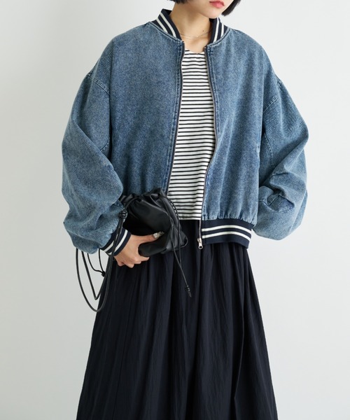 A.D.C.L.（エーディーシーエル）の「ストライプリブ デニムスタジャン（スタジャン・レディース・ブルー/ブラック・L/M）」の4枚目の写真