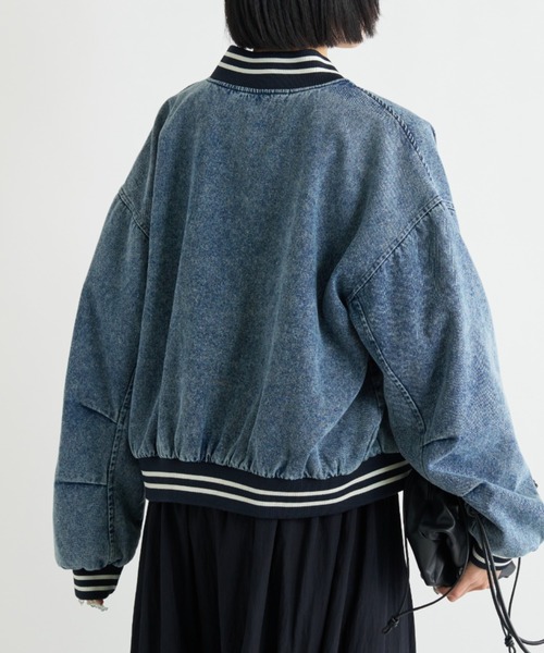 A.D.C.L.（エーディーシーエル）の「ストライプリブ デニムスタジャン（スタジャン・レディース・ブルー/ブラック・L/M）」の6枚目の写真