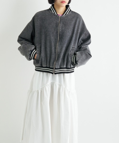 A.D.C.L.（エーディーシーエル）の「ストライプリブ デニムスタジャン（スタジャン・レディース・ブルー/ブラック・L/M）」の8枚目の写真