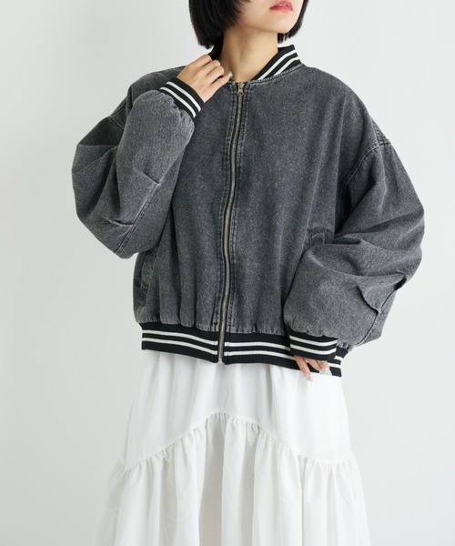 A.D.C.L.（エーディーシーエル）の「ストライプリブ デニムスタジャン（スタジャン・レディース・ブルー/ブラック・L/M）」の9枚目の写真