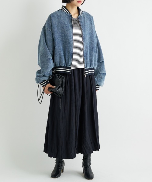 A.D.C.L.（エーディーシーエル）の「ストライプリブ デニムスタジャン（スタジャン・レディース・ブルー/ブラック・L/M）」の11枚目の写真