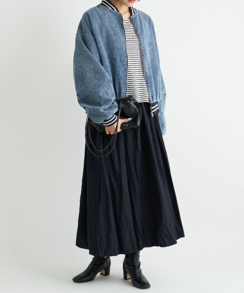 A.D.C.L.（エーディーシーエル）の「ストライプリブ デニムスタジャン（スタジャン・レディース・ブルー/ブラック・L/M）」の14枚目の写真