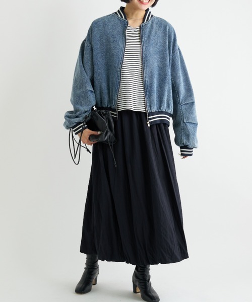 A.D.C.L.（エーディーシーエル）の「ストライプリブ デニムスタジャン（スタジャン・レディース・ブルー/ブラック・L/M）」の15枚目の写真