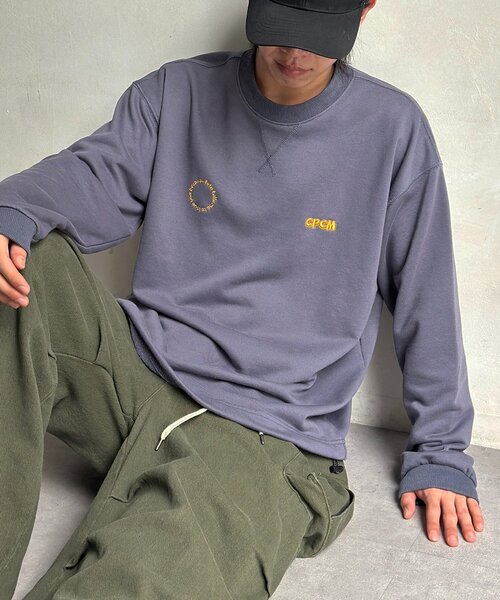CPCM(シーピーシーエム)の「古着ライク胸刺繍バルーンスウェット(Tシャツ/カットソー・メンズ・レッド/ネイビー/マスタード/サックスブルー/グレー・FREE)」の3枚目の写真