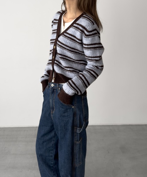 CANAL JEAN（キャナルジーン）の「SIGNATURE　ボーダーリブニットカーディガン（カーディガン/ボレロ・レディース・サックスブルー・ONE SIZE）」の2枚目の写真