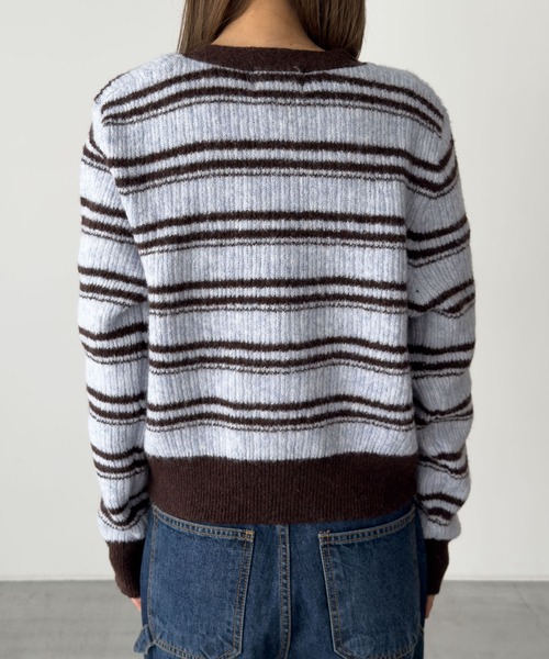 CANAL JEAN（キャナルジーン）の「SIGNATURE　ボーダーリブニットカーディガン（カーディガン/ボレロ・レディース・サックスブルー・ONE SIZE）」の8枚目の写真