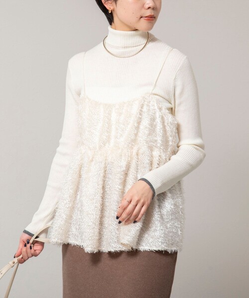 Nodressキャミソール Nodress Flesh Print Ruffled Chiffon Camisole