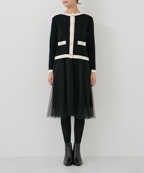 Jayro(ジャイロ)の「配色ニットカーデセットアッププリーツワンピース(ワンピース・レディース・グレー/ホワイト系その他2/ブラック・FREE)」の15枚目の写真