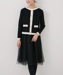 Jayro（ジャイロ）の「配色ニットカーデセットアッププリーツワンピース（ワンピース）」