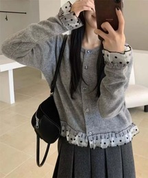 レースフリルニット カーディガン