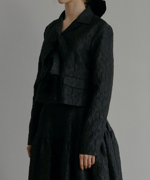 LE CIEL BLEU(ルシェルブルー)の「クロップドジャカードジャケット / Cropped Jacquard Jacket(テーラードジャケット・レディース・ライトグレー/ブラック・38/36)」の5枚目の写真