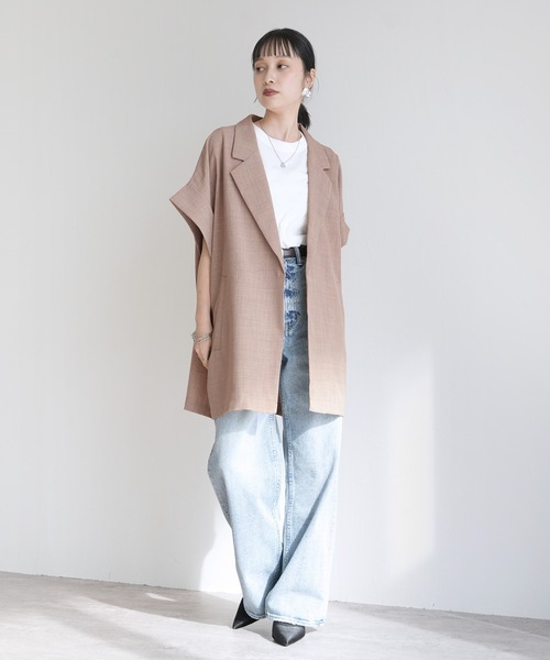Yeoun(ヨウン)の「リネンライクドルマンビッグジャケット【セットアップ対応】(テーラードジャケット・レディース・ブラック/ベージュ/アイボリー・FREE)」の13枚目の写真