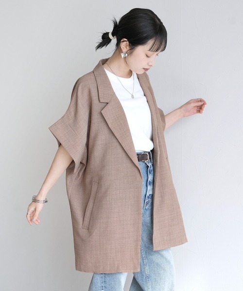 Yeoun(ヨウン)の「リネンライクドルマンビッグジャケット【セットアップ対応】(テーラードジャケット・レディース・ブラック/ベージュ/アイボリー・FREE)」の12枚目の写真