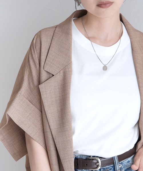 Yeoun(ヨウン)の「リネンライクドルマンビッグジャケット【セットアップ対応】(テーラードジャケット・レディース・ブラック/ベージュ/アイボリー・FREE)」の14枚目の写真