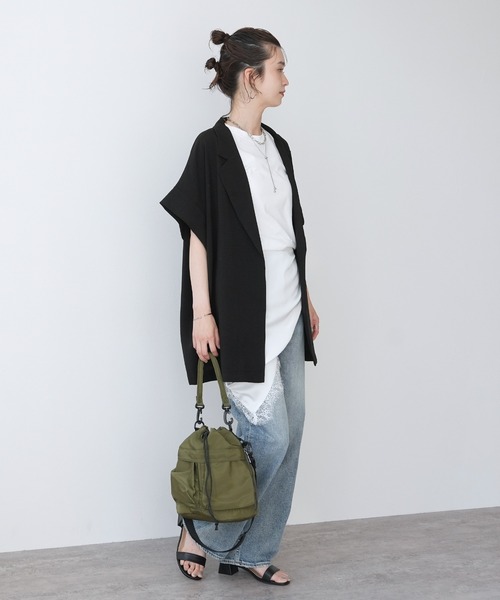 Yeoun(ヨウン)の「リネンライクドルマンビッグジャケット【セットアップ対応】(テーラードジャケット・レディース・ブラック/ベージュ/アイボリー・FREE)」の10枚目の写真