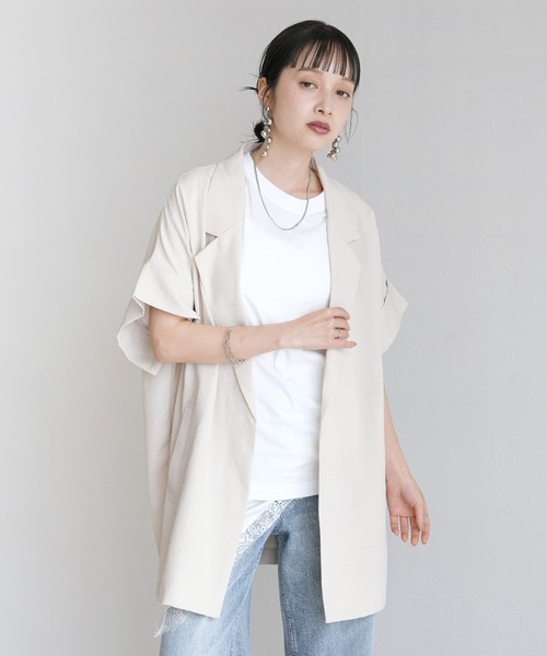 Yeoun(ヨウン)の「リネンライクドルマンビッグジャケット【セットアップ対応】(テーラードジャケット・レディース・ブラック/ベージュ/アイボリー・FREE)」の22枚目の写真