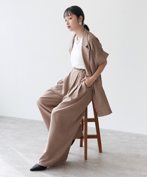 Yeoun(ヨウン)の「リネンライクドルマンビッグジャケット【セットアップ対応】(テーラードジャケット・レディース・ブラック/ベージュ/アイボリー・FREE)」の15枚目の写真