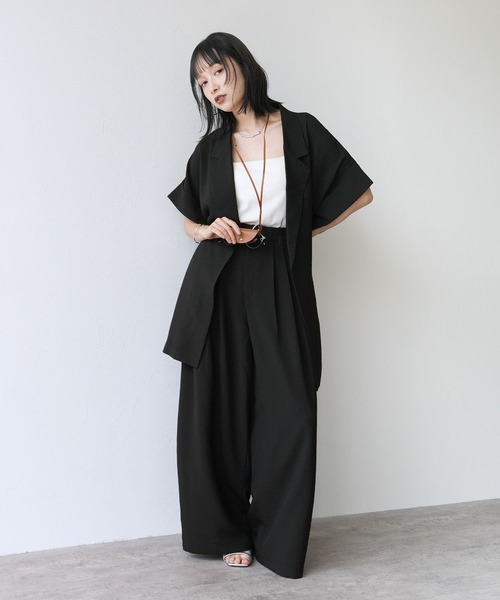 Yeoun(ヨウン)の「リネンライクドルマンビッグジャケット【セットアップ対応】(テーラードジャケット・レディース・ブラック/ベージュ/アイボリー・FREE)」の7枚目の写真