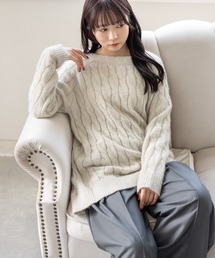 CLEAR BASIC | 前後2wayベルトオープンケーブルニットトップス[大人 フェミニン 上品]≪AW新作≫(ニット/セーター)