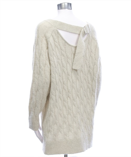 CLEAR BASIC（クリアベーシック）の「前後2wayベルトオープンケーブルニットトップス[大人 フェミニン 上品]≪AW新作≫（ニット/セーター・レディース・サックスブルー/アイボリー/グレー・F）」の12枚目の写真