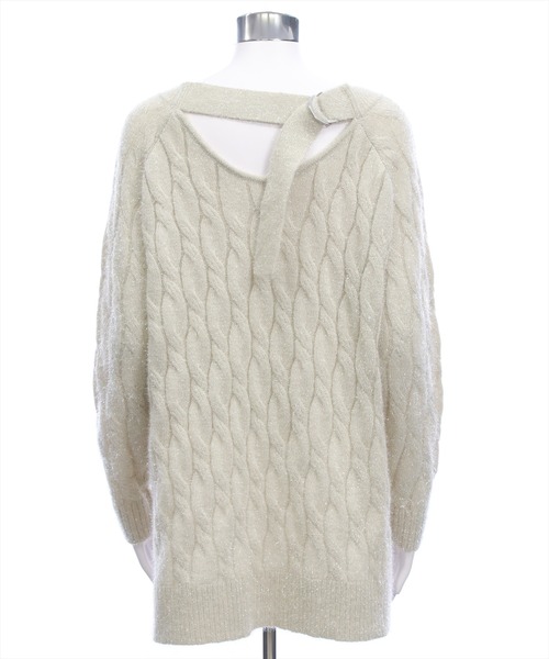 CLEAR BASIC（クリアベーシック）の「前後2wayベルトオープンケーブルニットトップス[大人 フェミニン 上品]≪AW新作≫（ニット/セーター・レディース・サックスブルー/アイボリー/グレー・F）」の13枚目の写真