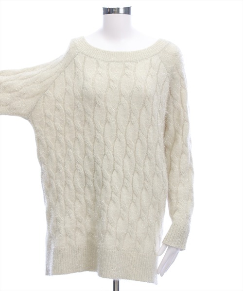 CLEAR BASIC（クリアベーシック）の「前後2wayベルトオープンケーブルニットトップス[大人 フェミニン 上品]≪AW新作≫（ニット/セーター・レディース・サックスブルー/アイボリー/グレー・F）」の16枚目の写真