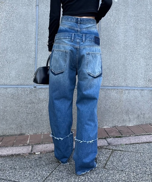 Lui's（ルイス）の「ダブルウエストボーイズデニム（デニムパンツ・レディース・ブラック/インディゴブルー・38/36）」の19枚目の写真