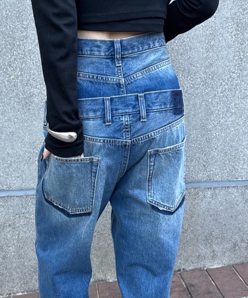 Lui's（ルイス）の「ダブルウエストボーイズデニム（デニムパンツ・レディース・ブラック/インディゴブルー・38/36）」の18枚目の写真