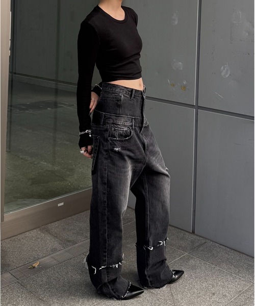 Lui's（ルイス）の「ダブルウエストボーイズデニム（デニムパンツ・レディース・ブラック/インディゴブルー・38/36）」の22枚目の写真