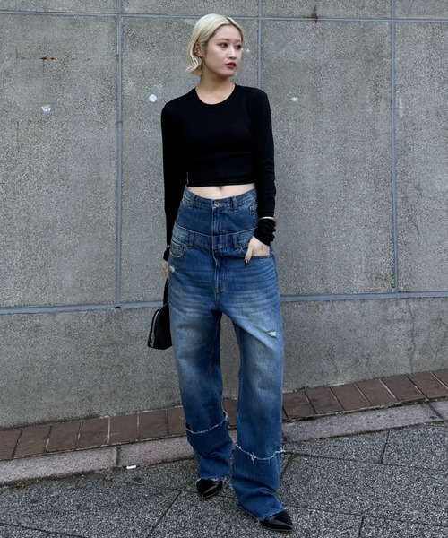 Lui's（ルイス）の「ダブルウエストボーイズデニム（デニムパンツ・レディース・ブラック/インディゴブルー・38/36）」の21枚目の写真