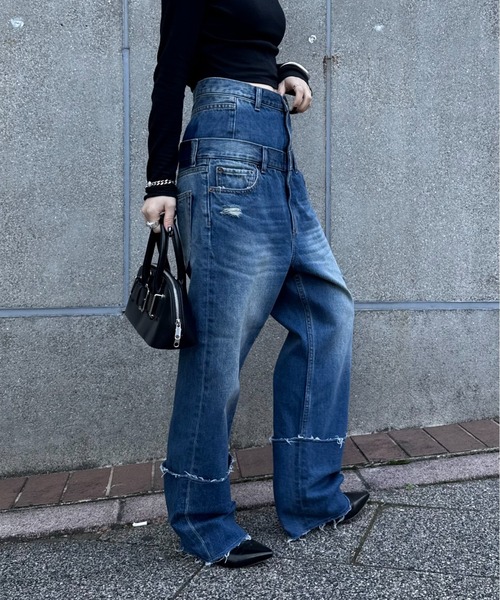 Lui's（ルイス）の「ダブルウエストボーイズデニム（デニムパンツ・レディース・ブラック/インディゴブルー・38/36）」の16枚目の写真