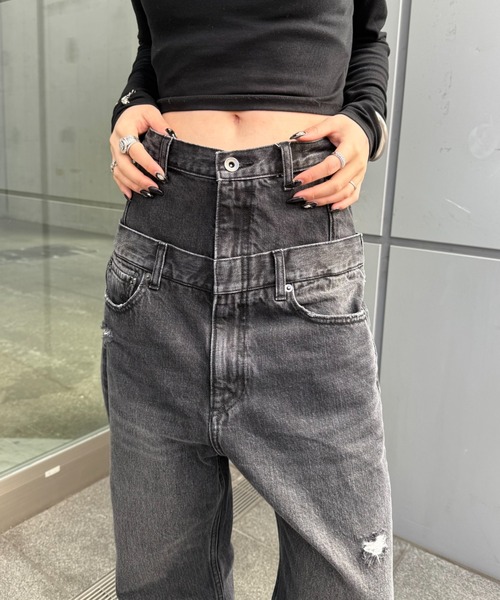 Lui's（ルイス）の「ダブルウエストボーイズデニム（デニムパンツ・レディース・ブラック/インディゴブルー・38/36）」の11枚目の写真