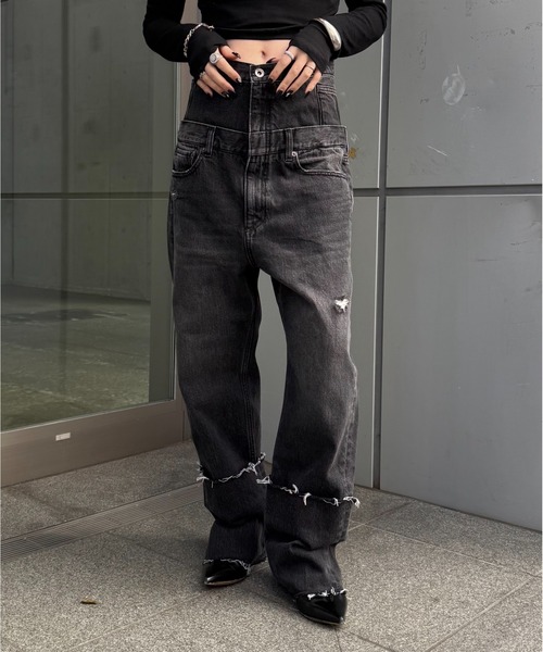 Lui's（ルイス）の「ダブルウエストボーイズデニム（デニムパンツ・レディース・ブラック/インディゴブルー・38/36）」の14枚目の写真