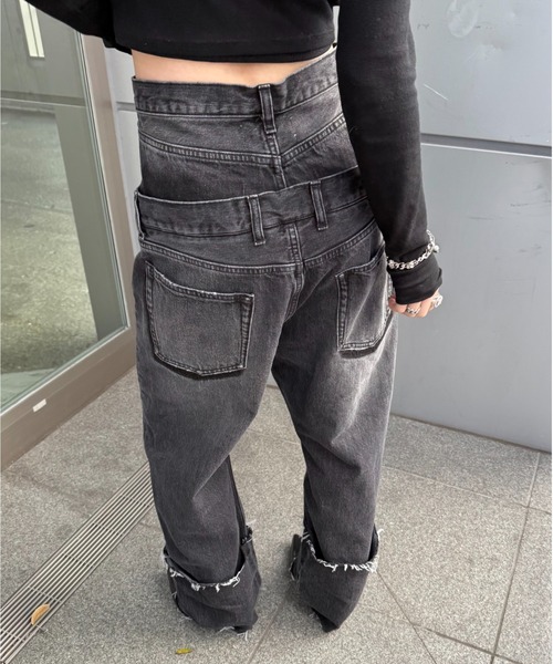 Lui's（ルイス）の「ダブルウエストボーイズデニム（デニムパンツ・レディース・ブラック/インディゴブルー・38/36）」の8枚目の写真