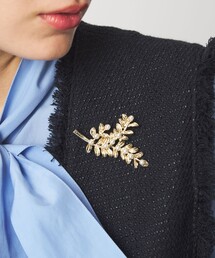 green label relaxing | リーフ＆フェイクパール ブローチ(ブローチ/コサージュ)