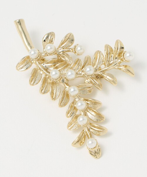 green label relaxing（グリーンレーベルリラクシング）の「リーフ＆フェイクパール ブローチ（ブローチ/コサージュ・レディース・ゴールド/シルバー・FREE）」の8枚目の写真