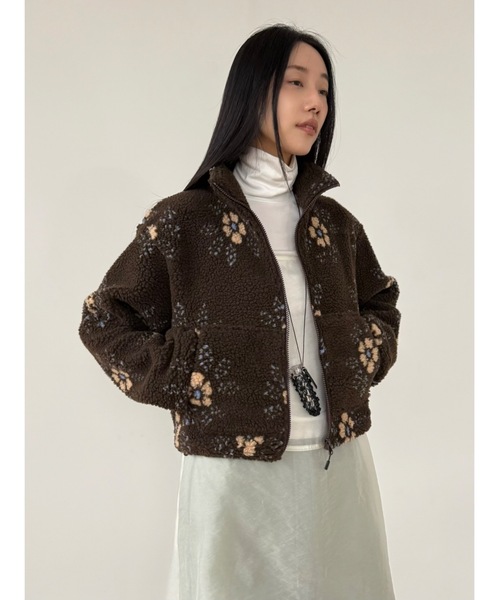 Didot.showroom（ディドット ショールーム）の「フラワーボアジップアップブルゾン（ブルゾン・レディース・クリーム/ブラウン・FREE）」の2枚目の写真