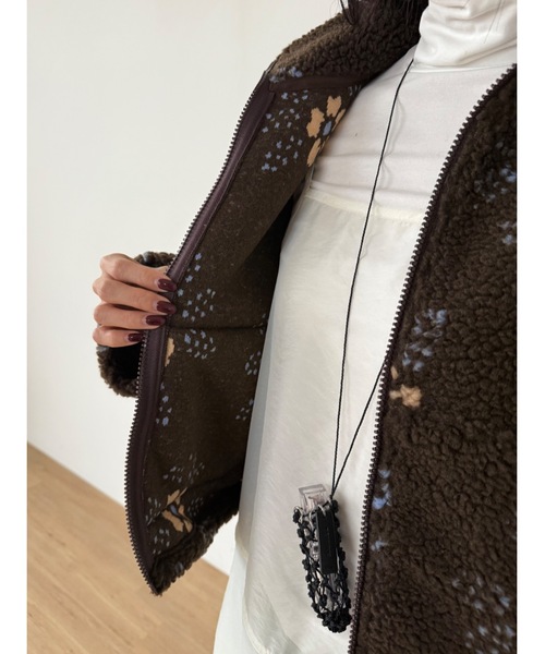 Didot.showroom（ディドット ショールーム）の「フラワーボアジップアップブルゾン（ブルゾン・レディース・クリーム/ブラウン・FREE）」の5枚目の写真