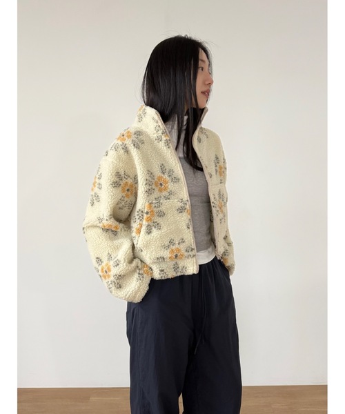 Didot.showroom（ディドット ショールーム）の「フラワーボアジップアップブルゾン（ブルゾン・レディース・クリーム/ブラウン・FREE）」の9枚目の写真