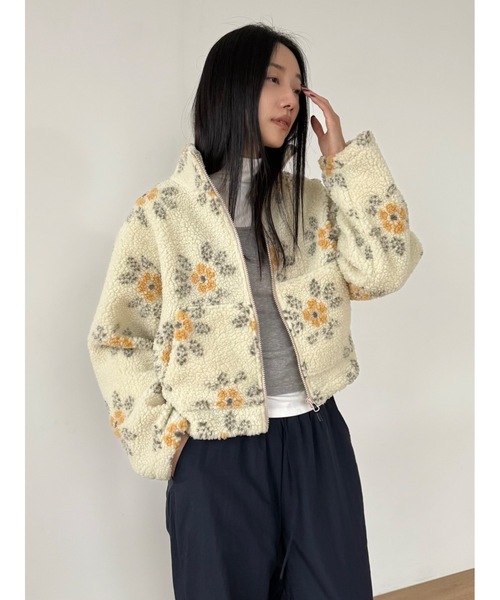 Didot.showroom（ディドット ショールーム）の「フラワーボアジップアップブルゾン（ブルゾン・レディース・クリーム/ブラウン・FREE）」の8枚目の写真