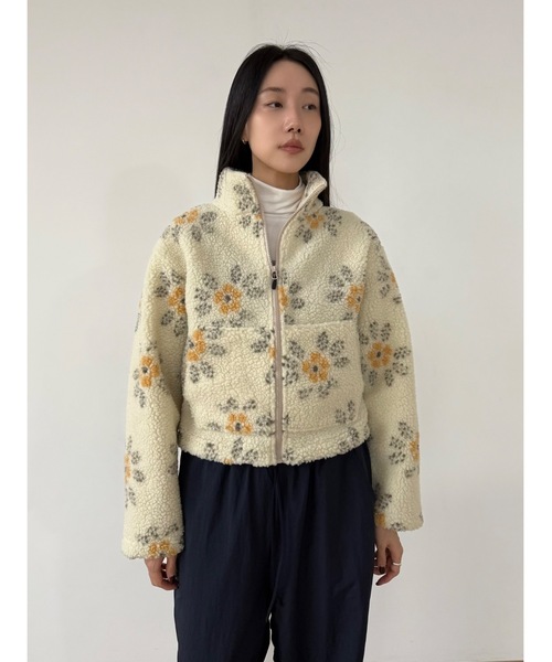 Didot.showroom（ディドット ショールーム）の「フラワーボアジップアップブルゾン（ブルゾン・レディース・クリーム/ブラウン・FREE）」の10枚目の写真