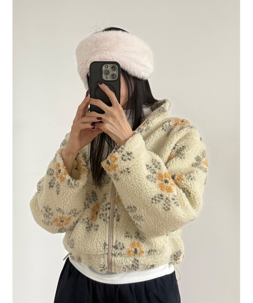 Didot.showroom（ディドット ショールーム）の「フラワーボアジップアップブルゾン（ブルゾン・レディース・クリーム/ブラウン・FREE）」の19枚目の写真