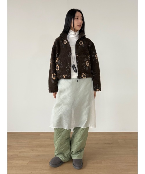 Didot.showroom（ディドット ショールーム）の「フラワーボアジップアップブルゾン（ブルゾン・レディース・クリーム/ブラウン・FREE）」の3枚目の写真