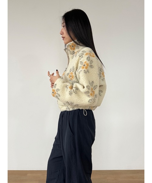Didot.showroom（ディドット ショールーム）の「フラワーボアジップアップブルゾン（ブルゾン・レディース・クリーム/ブラウン・FREE）」の12枚目の写真