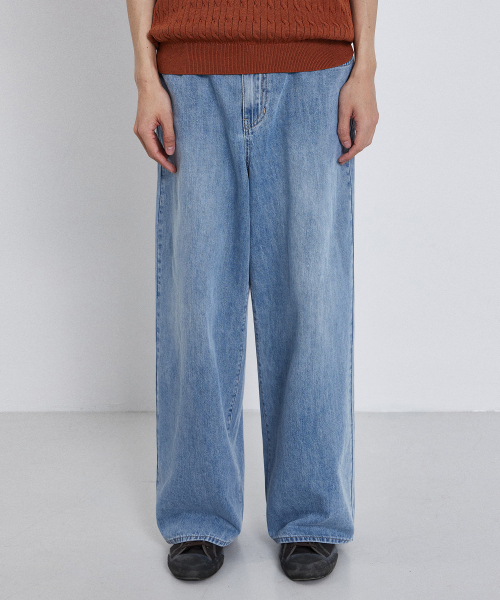 KIIMUIR(キミュア)の「サマー ワイド デニムパンツ_スカイブルー(デニムパンツ・メンズ・スカイブルー・MEDIUM/LARGE/X-LARGE)」の1枚目の写真