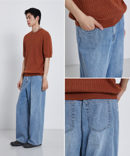 KIIMUIR(キミュア)の「サマー ワイド デニムパンツ_スカイブルー(デニムパンツ・メンズ・スカイブルー・MEDIUM/LARGE/X-LARGE)」の7枚目の写真